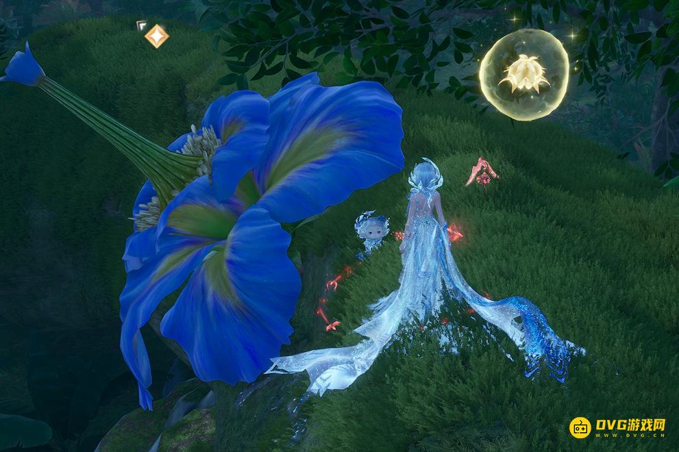 《无限暖暖》伊赞之土蓝色大花花瓣下面的灵感露珠怎么拿-蓝色大花花瓣下面的灵感露珠拿法