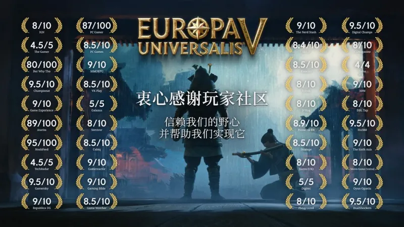 《欧陆风云5》媒体赞誉图发布-开发团队感谢中国玩家建议