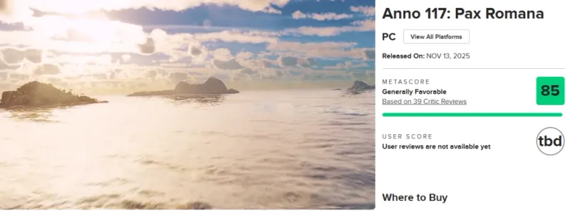 《纪元117：罗马和平》M站85分-IGN9分高度评价