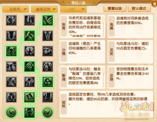 《梦幻西游》无底洞10月经脉推荐