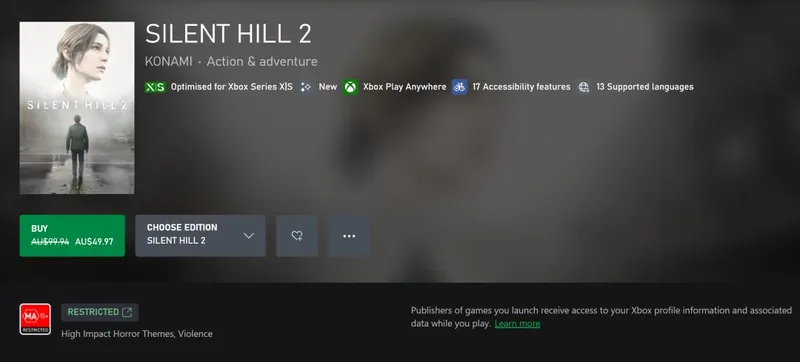 《寂静岭2：重制版》Xbox首发半价特惠-支持XboxPlayAnywhere