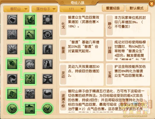 《梦幻西游》普陀山经脉点法推荐