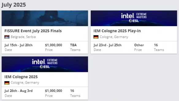 《CSGO》2025赛程表更新