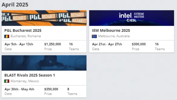 《CSGO》2025赛程表更新