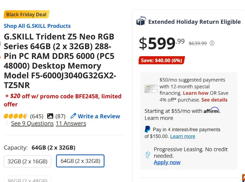 内存价格暴涨引发关注-64GB内存售价超《PS5》整机