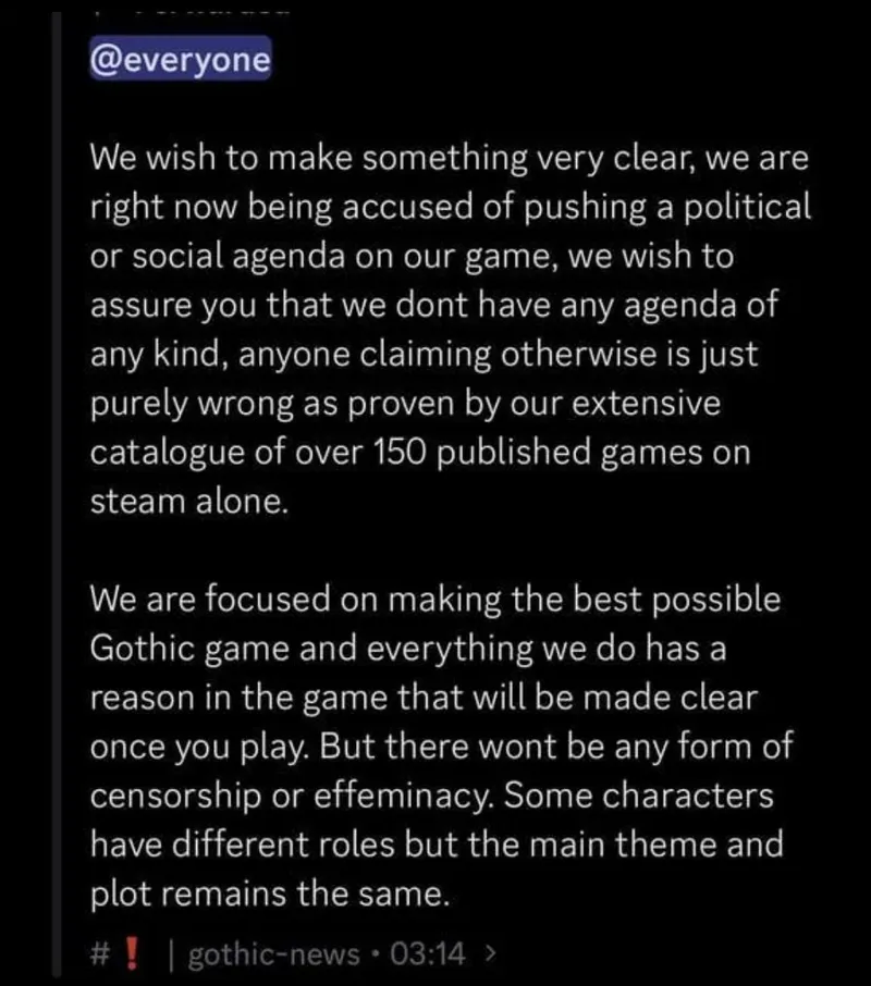 《哥特王朝-重制版》官方回应争议-网友批评审查与形象改动