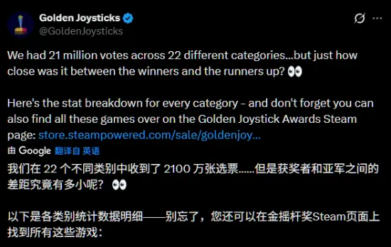 《光与影》获金摇杆GOTY大奖