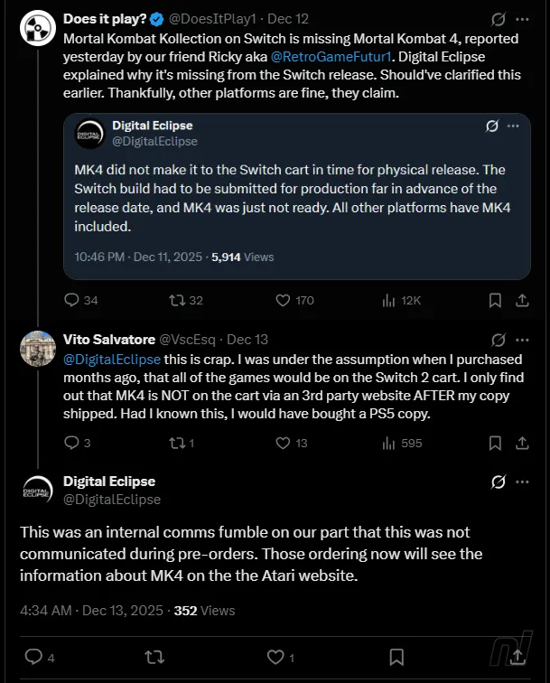 《真人快打》遗产合集Switch实体版不含《真人快打4》