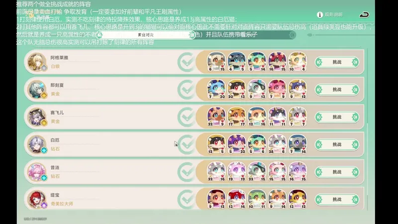 两个阵容安心完成黄金嗷呜大师赛全挑战成就（详见简介）