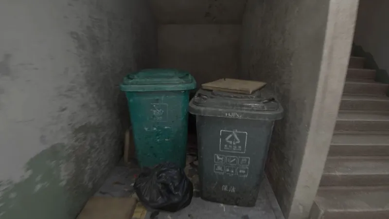 垃圾桶后面有什么？没关系，别怕。只是垃圾袋。