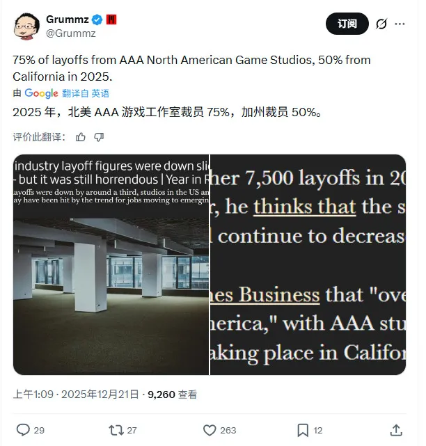 《游戏商业》裁员报告-北美加州占半数裁员比例分析