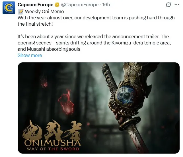 《鬼武者：剑之道》开发进入尾声