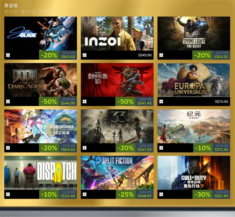 《战地6》2025年Steam收入铂金级