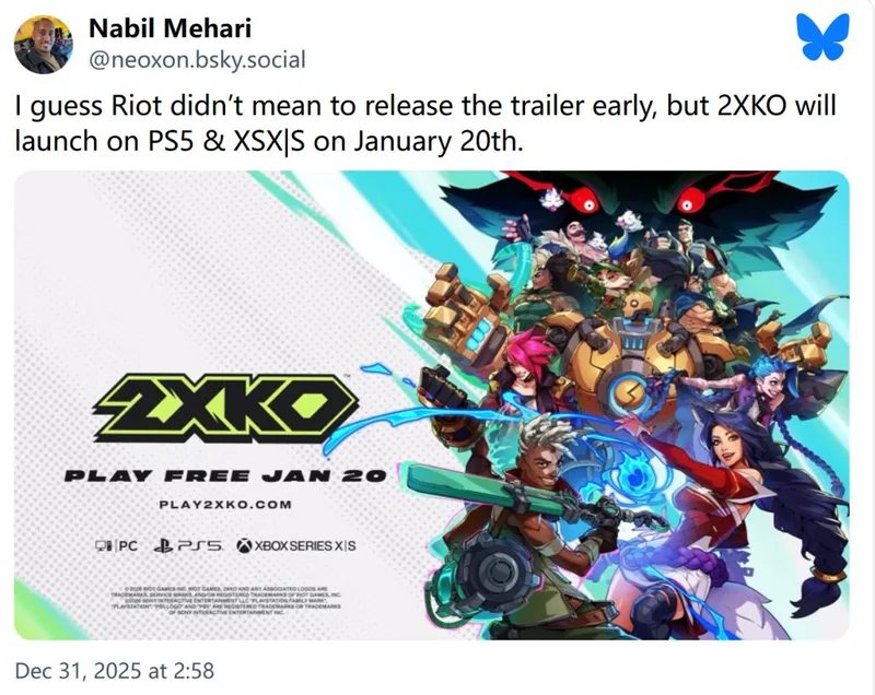 《2XKO》免费格斗游戏2026年1月20日正式上线