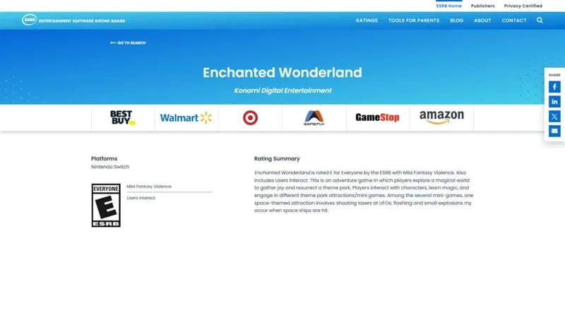 《EnchantedWonderland》确认登陆Switch