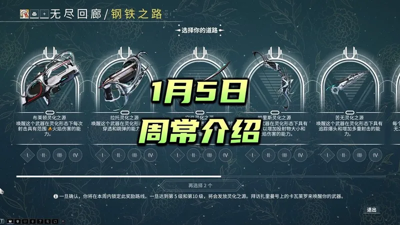 佩里塔之血活动1月7日0:30结束，1月5日周常介绍，无尽回廊，科研，言录使，午夜电波，日历，沉沦之地，钢铁之路，warframe（星际战甲国际服）