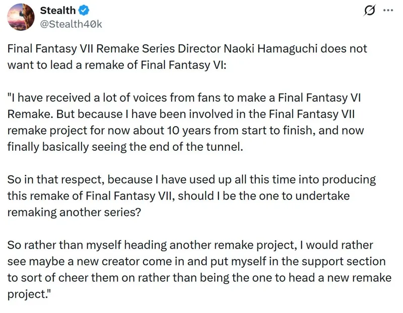 滨口直树谈《最终幻想13》