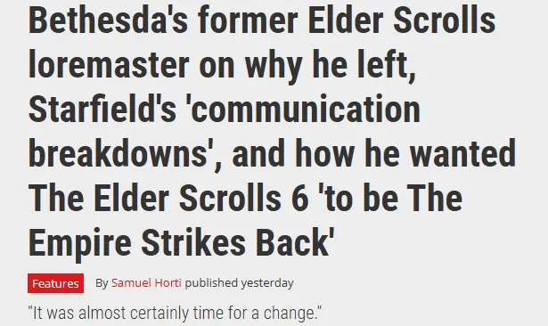 《上古卷轴5》资深开发者辞职感言