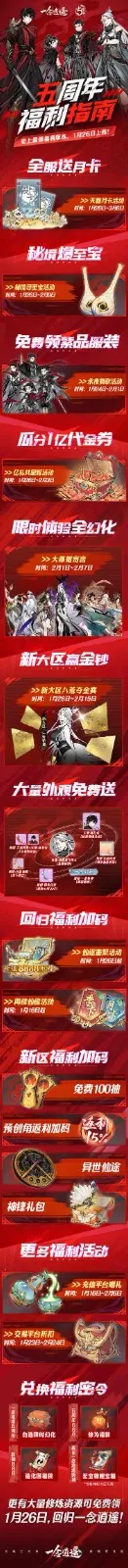 《一念逍遥》五周年福利大盘点-时装代金券月卡免费送