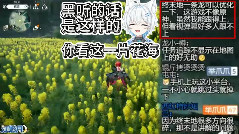 影月月回应终末地攻略跟不上：基本上是黑听的人多，参照物又比较少，看着来跟会好点！