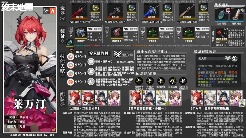 【明日方舟·终末地】莱万汀·武器/装备·配装配队攻略一图流