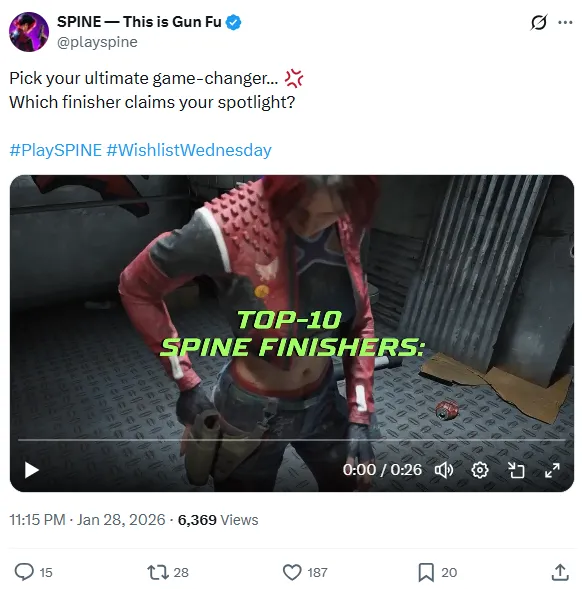 《Spine》新预告展示十种炫酷处决技