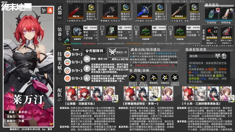 【明日方舟·终末地】莱万汀·武器/装备·配装配队攻略一图流