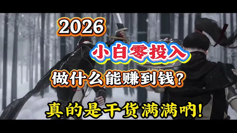 2026 小白零投入 做什么能赚到钱？本期给大家带来真正的干货，建议收藏！