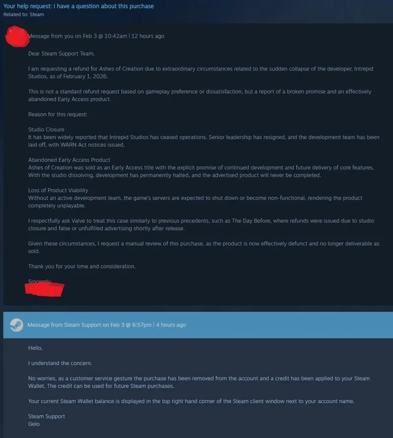 《创世灰烬》Steam破例退款