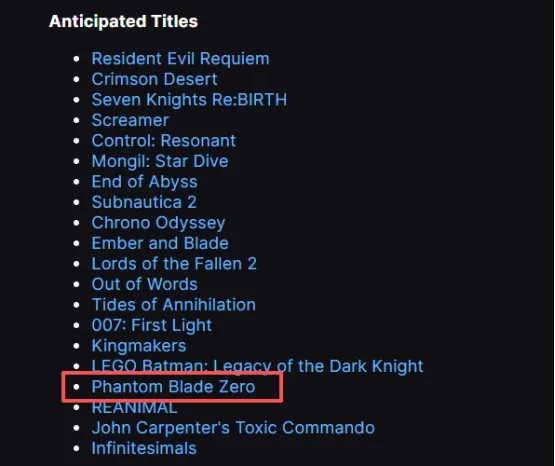 《影之刃零》获Epic备受期待游戏