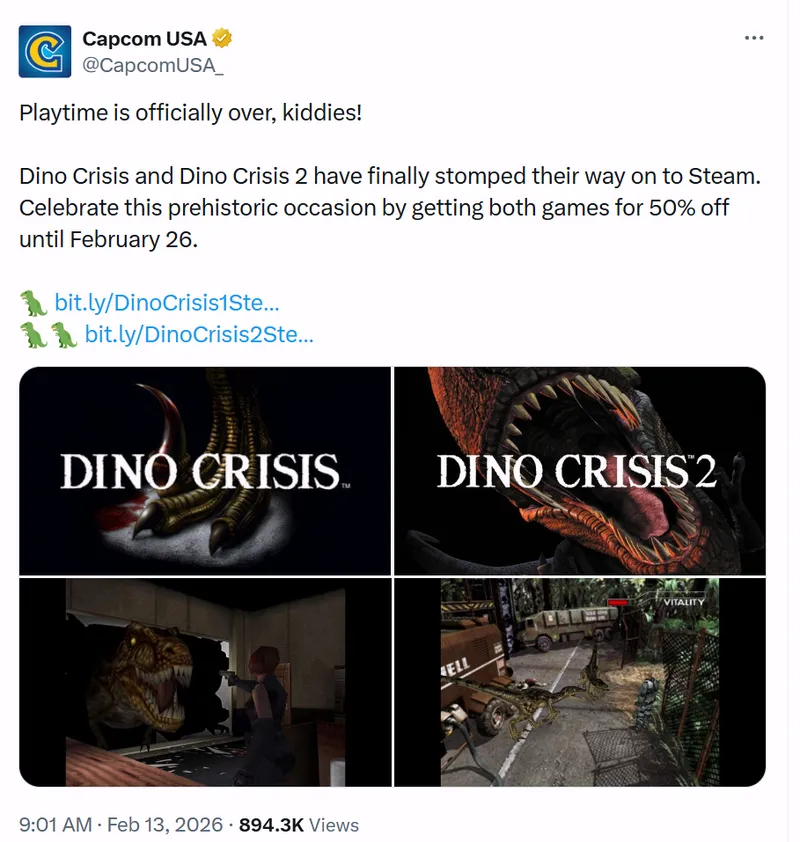 《恐龙危机》1&2移植版首发五折