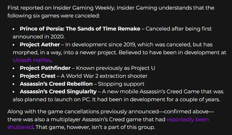 《刺客信条》衍生作取消开发