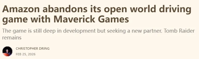 《极限竞速》原开发者3A新游发行变动