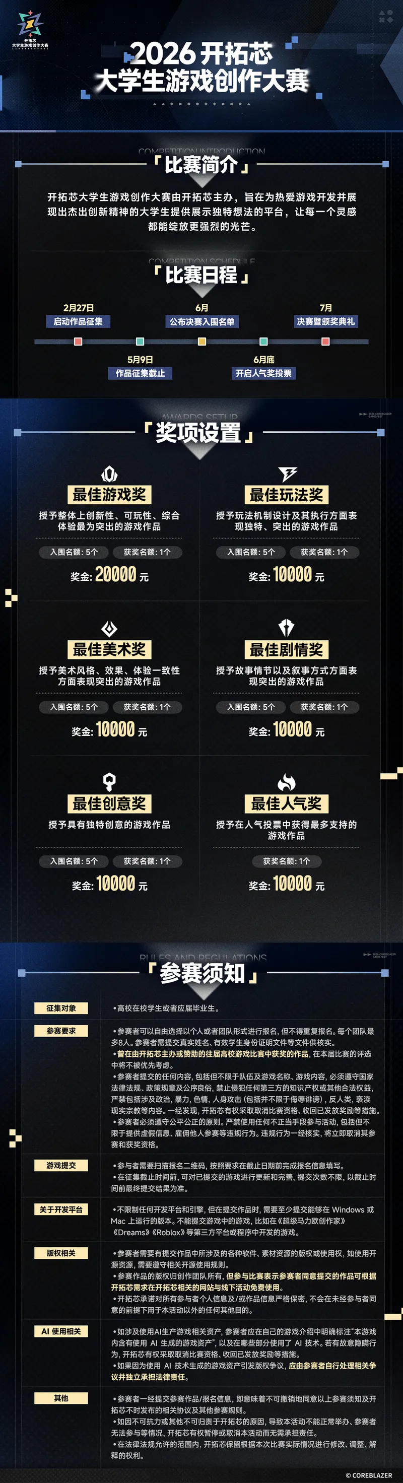 《开拓芯》2026大学生游戏创作大赛-六大奖项助力新锐开发者