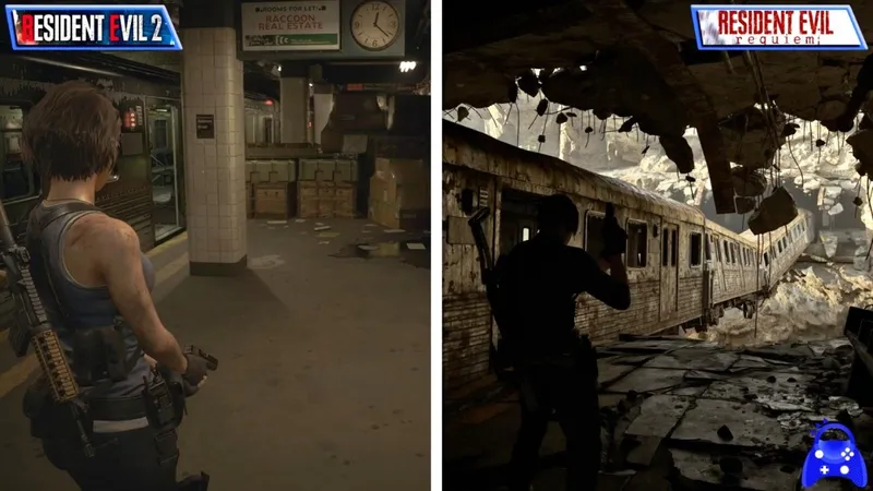 《生化危机2Re》与《生化危机9》浣熊市画面对比