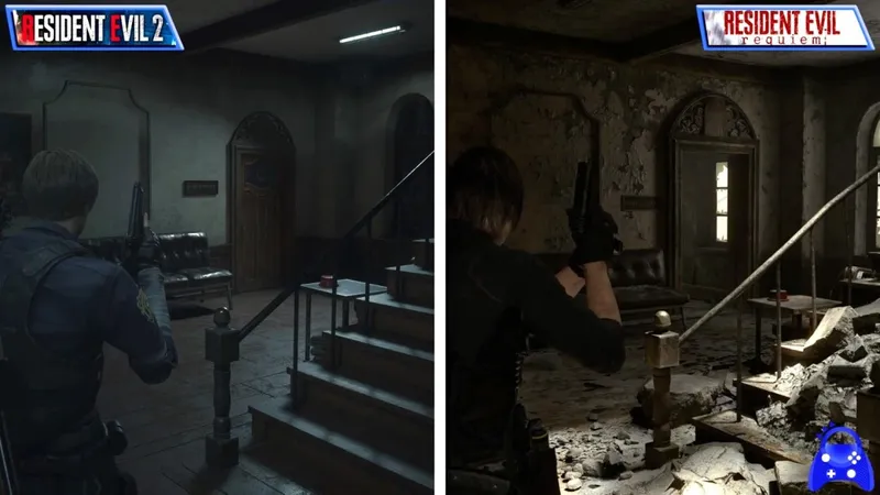 《生化危机2Re》与《生化危机9》浣熊市画面对比