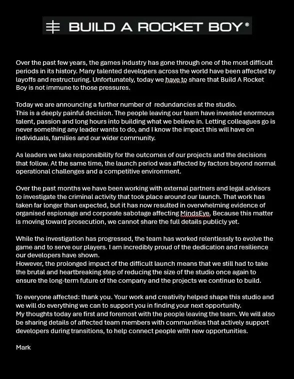 《心之眼》开发商再裁员