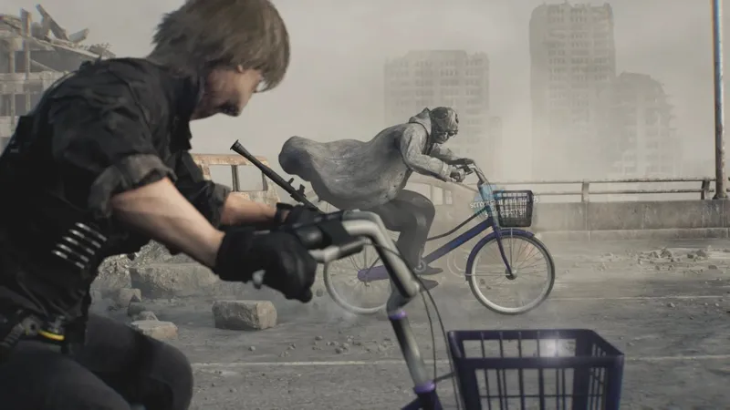 《生化危机9》里昂骑自行车追反派-导演被MOD逗笑