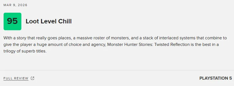 《怪物猎人物语3：命运双龙》M站86分