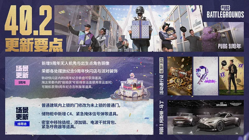 《PUBG》40.2版本更新-9周年纪念派对盛大开启