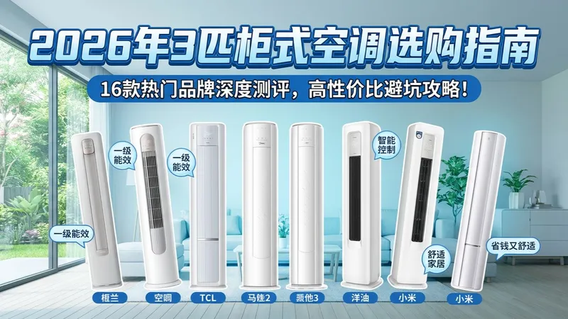 还在纠结3匹柜式空调哪个品牌好？2026年这16款不容错过！详细对比科龙、小米、格力等品牌优势，选购攻略教你如何挑选适合自己的空调，省钱又舒适。