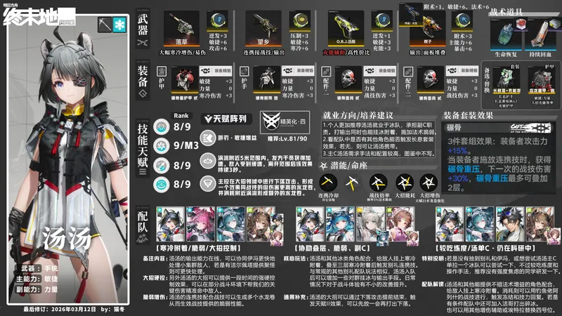 【明日方舟·终末地】汤汤·武器/装备·配装配队攻略一图流