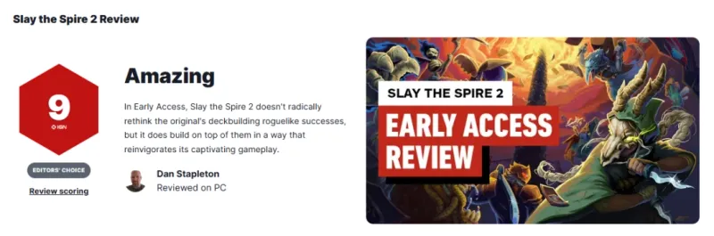 《杀戮尖塔2》IGN9分好评