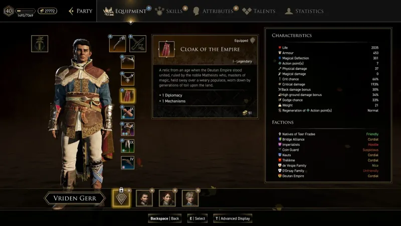 《GreedFall：TheDyingWorld》新手角色创建指南-打造理想初始构筑