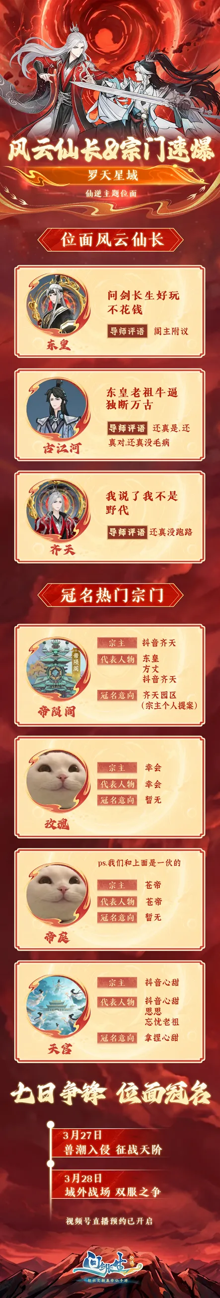 《问剑长生》主题位面风云榜