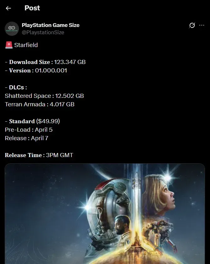 《星空》PS5版容量详解
