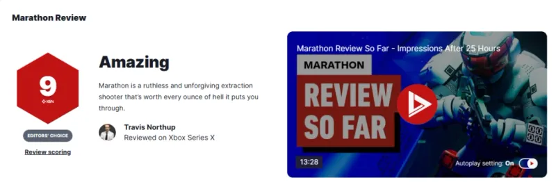 《失落星船:马拉松》IGN9分好评