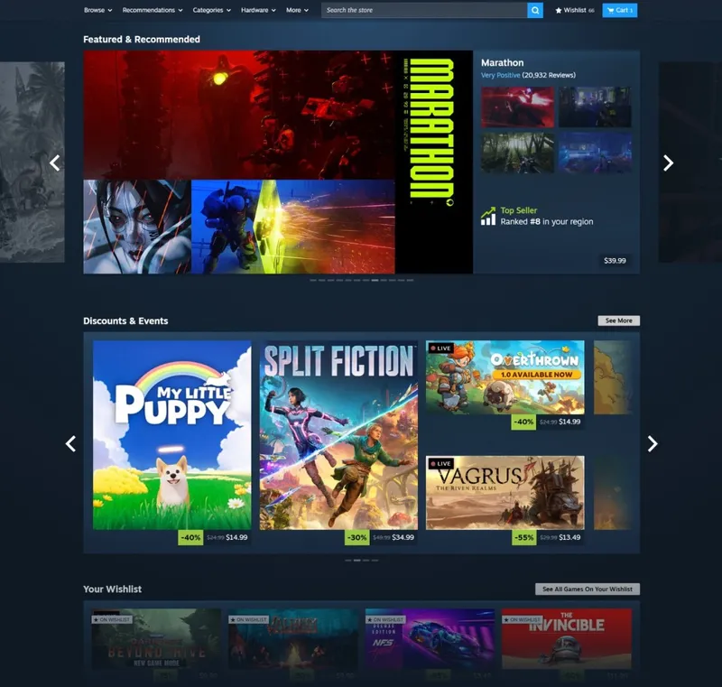 V社测试版更新Steam首页