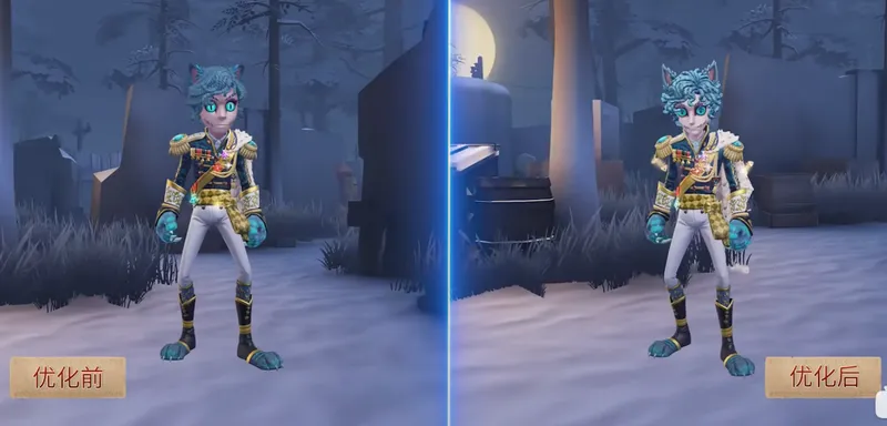 《第五人格》佣兵柴郡猫优化前后对比-怪诞恐怖风格全新呈现