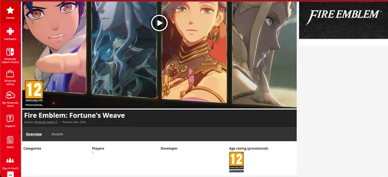 《FireEmblem:FortunesWeave》获PEGI评级
